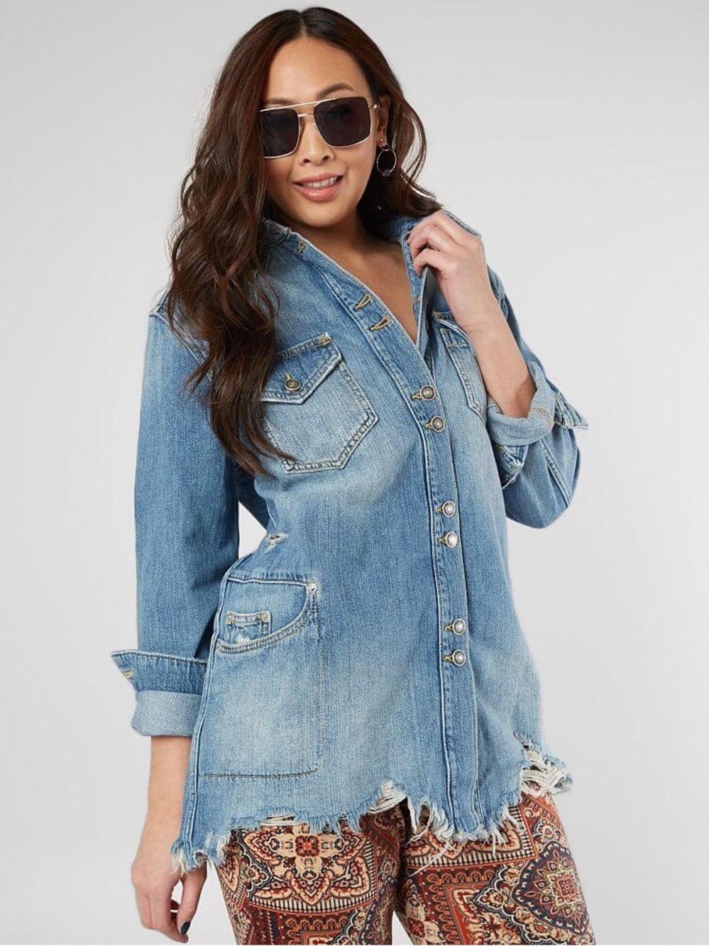Free People Moonchild Denim Shirt Jacket
Color Indigo Blue Size Medium